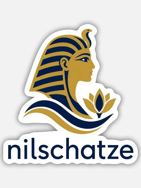 Nilschätze Pharao Profil Logo - Sticker Größe S (10 x 10 cm) - Mattweiß
