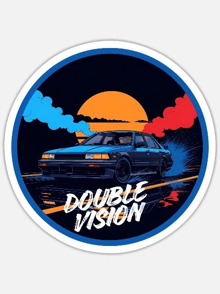 Double Vision Performance Limousine - Sticker Größe S (10 x 10 cm) - Mattweiß