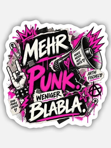 Mehr Punk Weniger Blabla - Sticker Größe S (10 x 10 cm) - Mattweiß