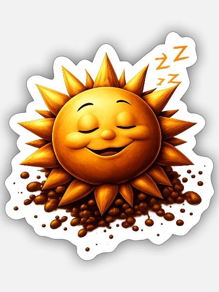Schlafender Sonnenschein mit Bohnen - Sticker Größe S (10 x 10 cm) - Mattweiß