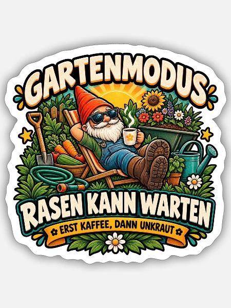 Gartenmodus - Sticker Größe S (10 x 10 cm) - Mattweiß