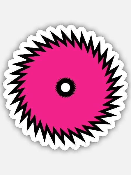 Magenta Spikenkreis Kreissäge Pink - Sticker Größe S (10 x 10 cm) - Mattweiß