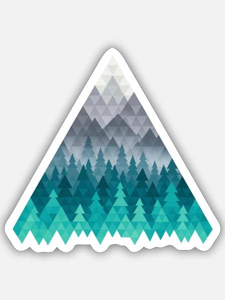 Geometrischer Wald im Blaugrün - Sticker Größe S (10 x 10 cm) - Mattweiß