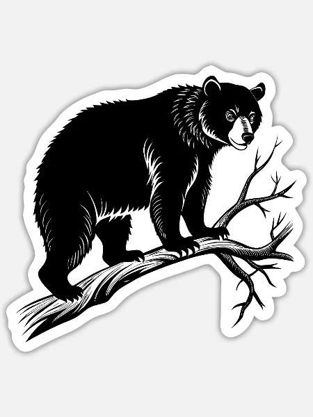 Bär im Baum - Sticker Größe S (10 x 10 cm) - Mattweiß