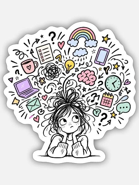 adhs-brain - Sticker Größe S (10 x 10 cm) - Mattweiß