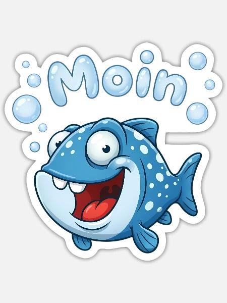 Mondfisch Abenteuer - Sticker Größe S (10 x 10 cm) - Mattweiß