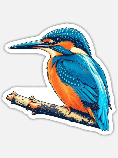 Eisvogel Retro - Sticker Größe S (10 x 10 cm) - Mattweiß