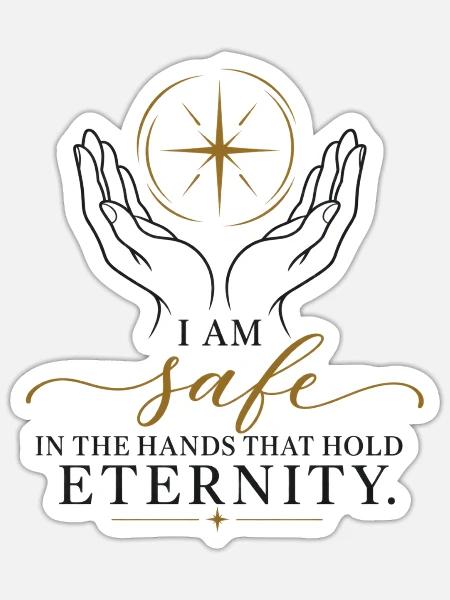 Sicher in Gottes Hand - Sticker Größe S (10 x 10 cm) - Mattweiß