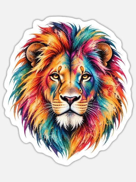 Color_lion - Sticker Größe S (10 x 10 cm) - Mattweiß