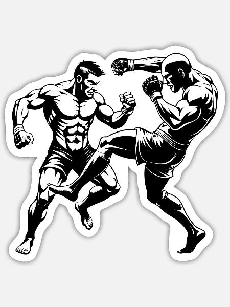 MMA-Kämpfer - Sticker Größe S (10 x 10 cm) - Mattweiß
