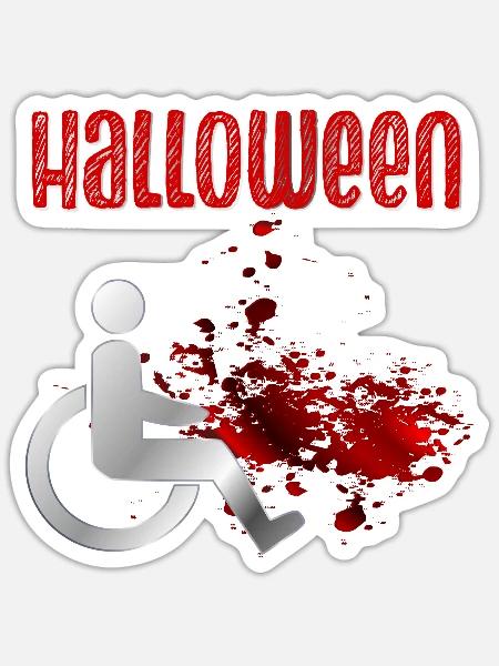 Halloween Blut Rollstuhl - Sticker Größe S (10 x 10 cm) - Mattweiß