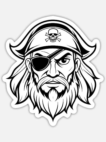 Piratenkopf - Sticker Größe S (10 x 10 cm) - Mattweiß