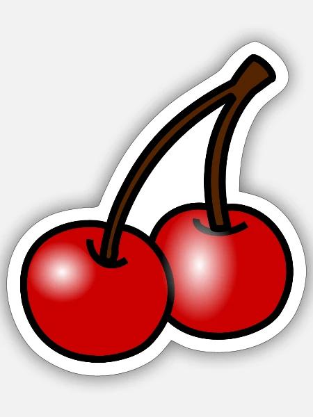 Zwei Kirschen auf Schwarz - Sticker Größe S (10 x 10 cm) - Mattweiß