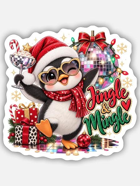 Penguin Jingle & Mingle Fest - Sticker Größe S (10 x 10 cm) - Mattweiß