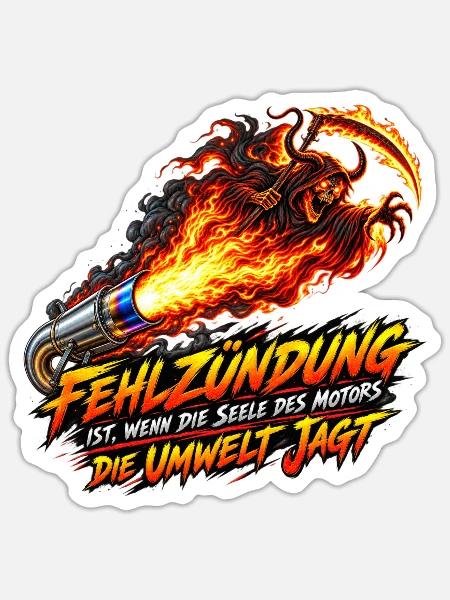 Fehlzündung: Seele des Motors - Sticker Größe S (10 x 10 cm) - Mattweiß