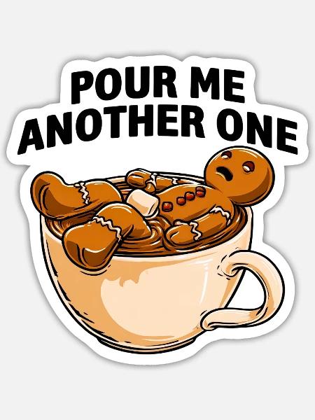Noch Eine Tasse Lebkuchenmann - Sticker Größe S (10 x 10 cm) - Mattweiß