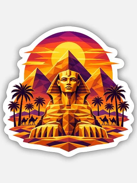 Sphinx Sonnenuntergang – Gizeh - Sticker Größe S (10 x 10 cm) - Mattweiß