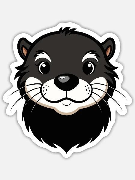 Süßer Otter - Sticker Größe S (10 x 10 cm) - Mattweiß