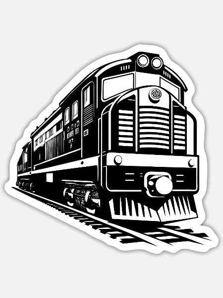 Moderne Diesellokomotivenbahn - Sticker Größe S (10 x 10 cm) - Mattweiß