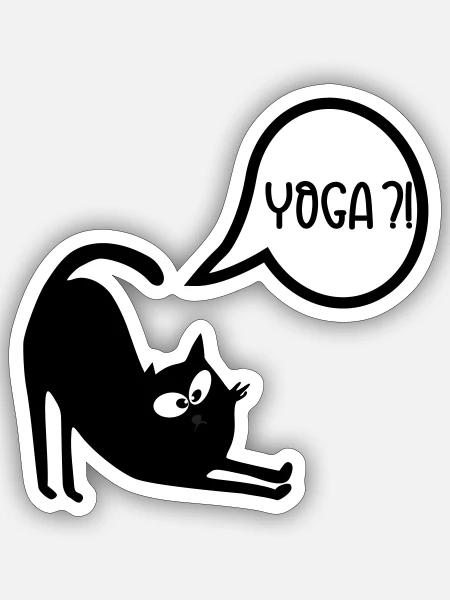 Yoga Katze - Sticker Größe S (10 x 10 cm) - Mattweiß