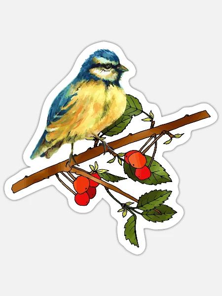 Bunter Vogel - Sticker Größe S (10 x 10 cm) - Mattweiß