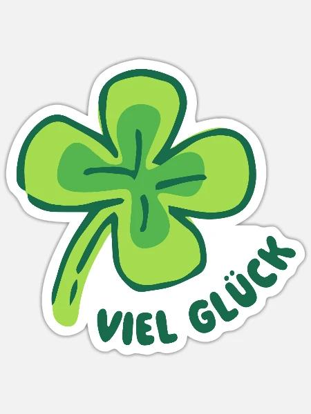 Viel Glück! Glücksbringer vierblättriges Kleeblatt - Sticker Größe S (10 x 10 cm) - Mattweiß