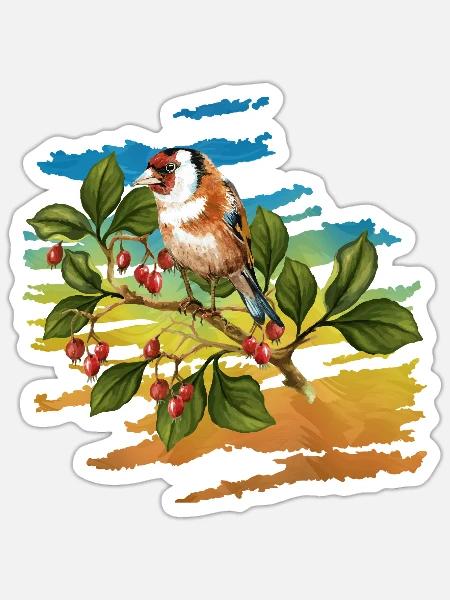 Bunter Vogel - Sticker Größe S (10 x 10 cm) - Mattweiß