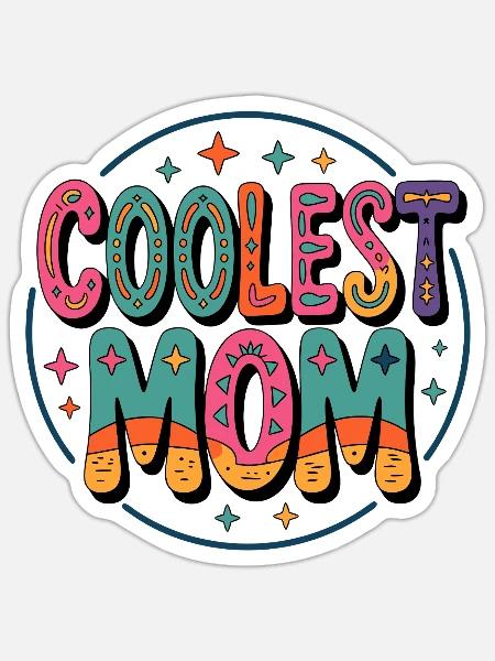 Coolest Mom Farbexplosion - Sticker Größe S (10 x 10 cm) - Mattweiß