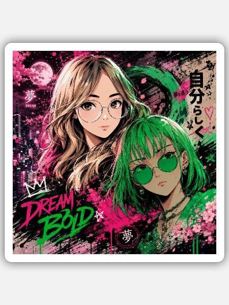 Traum Stark Neon-Duo - Sticker Größe S (10 x 10 cm) - Mattweiß
