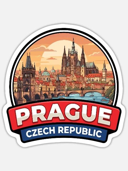 Prag, Tschechische Republik Reiseabzeichen Schlossgeschenk - Sticker Größe S (10 x 10 cm) - Mattweiß