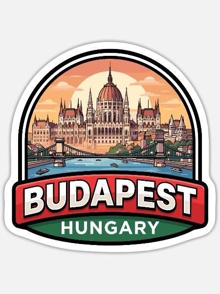Budapest-Ungarn-Reiseabzeichen Parlamentsgeschenk - Sticker Größe S (10 x 10 cm) - Mattweiß