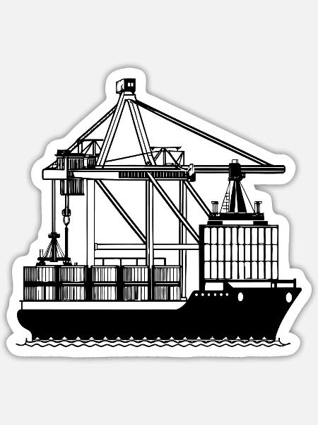 Containerkran - Sticker Größe S (10 x 10 cm) - Mattweiß