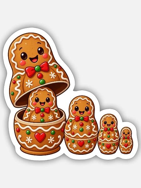 Lebkuchenpuppenmann stapelbares Elsass - Sticker Größe S (10 x 10 cm) - Mattweiß
