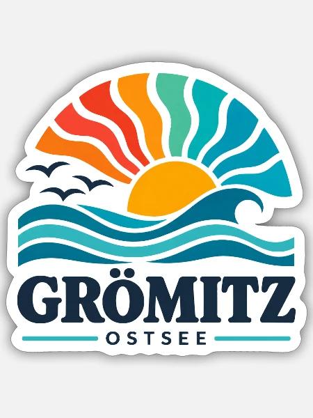 Grömitz - Ostsee - Deutschland - Riesenrad - Sticker Größe S (10 x 10 cm) - Mattweiß