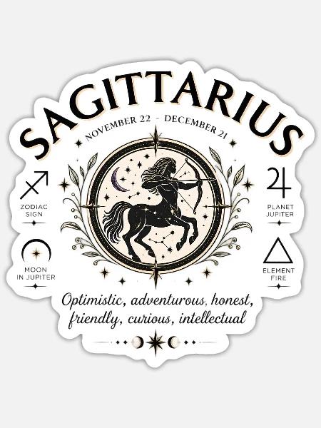 Schütze Tierkreis Feuerelement Jupiter Horoskop - Sticker Größe S (10 x 10 cm) - Mattweiß