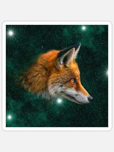 Fuchs im Sternenraum - Sticker Größe S (10 x 10 cm) - Mattweiß