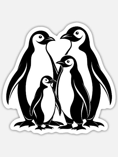 Pinguin-Familie - Sticker Größe S (10 x 10 cm) - Mattweiß