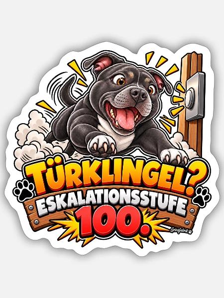 Türklingel und Hundechaos - Sticker Größe S (10 x 10 cm) - Mattweiß