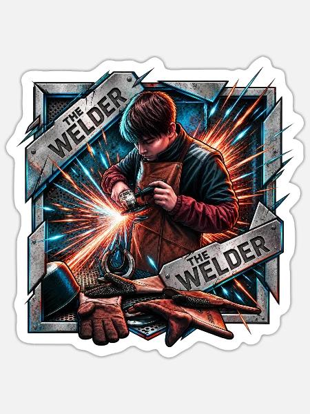 The Welder Funkenkraft - Sticker Größe S (10 x 10 cm) - Mattweiß