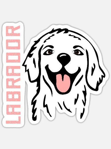 Glückliche Hunde Labrador - Sticker Größe S (10 x 10 cm) - Mattweiß