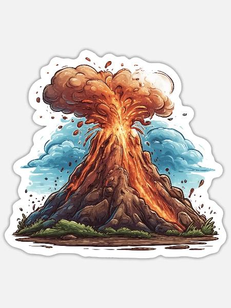 Vulkanausbruch Lava Explosion - Sticker Größe S (10 x 10 cm) - Mattweiß