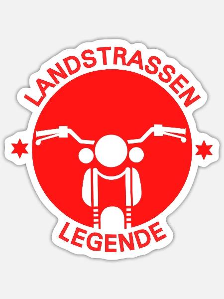 Landstrassen Legende Motorrad - Sticker Größe S (10 x 10 cm) - Mattweiß