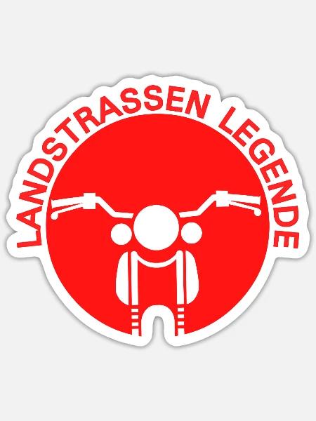 Landstraßen Legende Motorrad Logo - Sticker Größe S (10 x 10 cm) - Mattweiß
