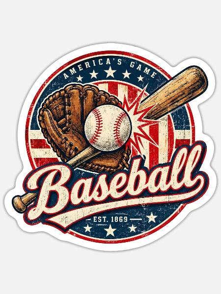 Vintage Baseball Flag - Sticker Größe S (10 x 10 cm) - Mattweiß