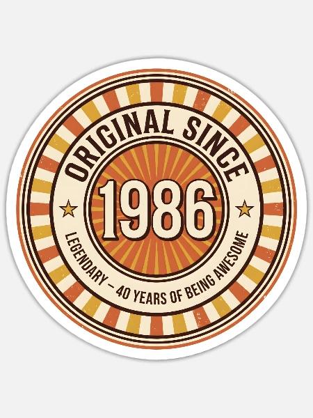Original seit 1986 Retro-Abzeichen - Sticker Größe S (10 x 10 cm) - Mattweiß