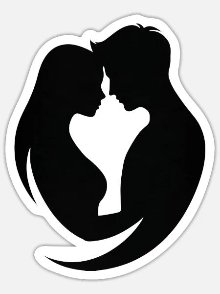 Paar-Silhouetten-Umarmung - Sticker Größe S (10 x 10 cm) - Mattweiß