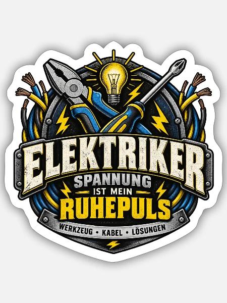 Elektriker – Spannung ist mein Ruhepuls - Sticker Größe S (10 x 10 cm) - Mattweiß