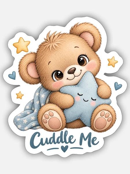 Kuscheltier Sternenfreund - Sticker Größe S (10 x 10 cm) - Mattweiß