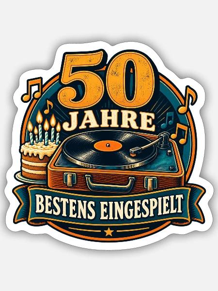 50 Jahre – Bestens eingespielt - Sticker Größe S (10 x 10 cm) - Mattweiß