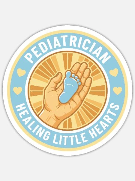 Kinderarzt Heilung Kleine Herzen Abzeichen Geschenk - Sticker Größe S (10 x 10 cm) - Mattweiß